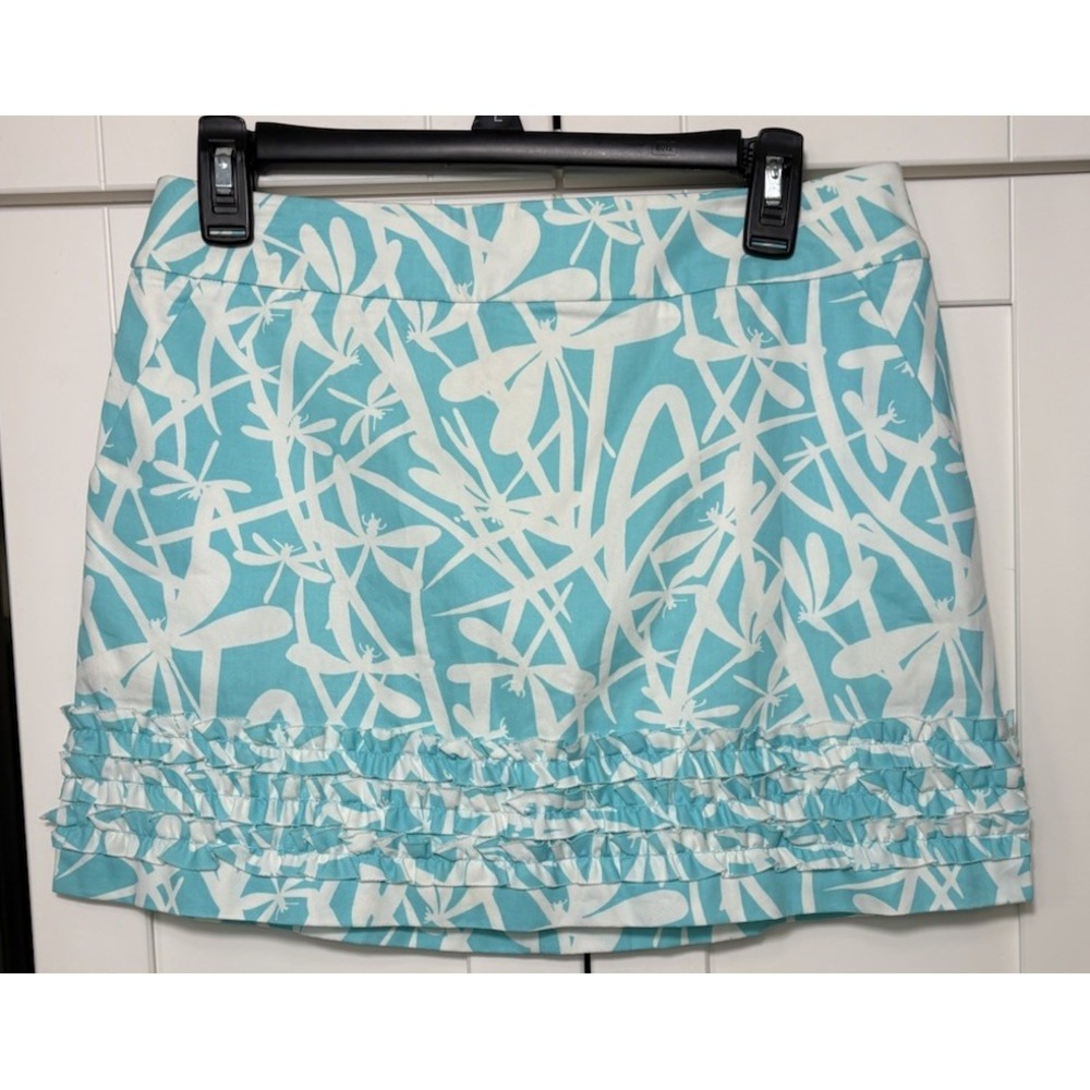 Lilly Pulitzer Marigold Ruffle Skort Shorely Blue Light My Fire Dragonfly Sz 2